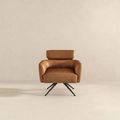 Camila Mid-Century Modern Leather Lounge Chair
