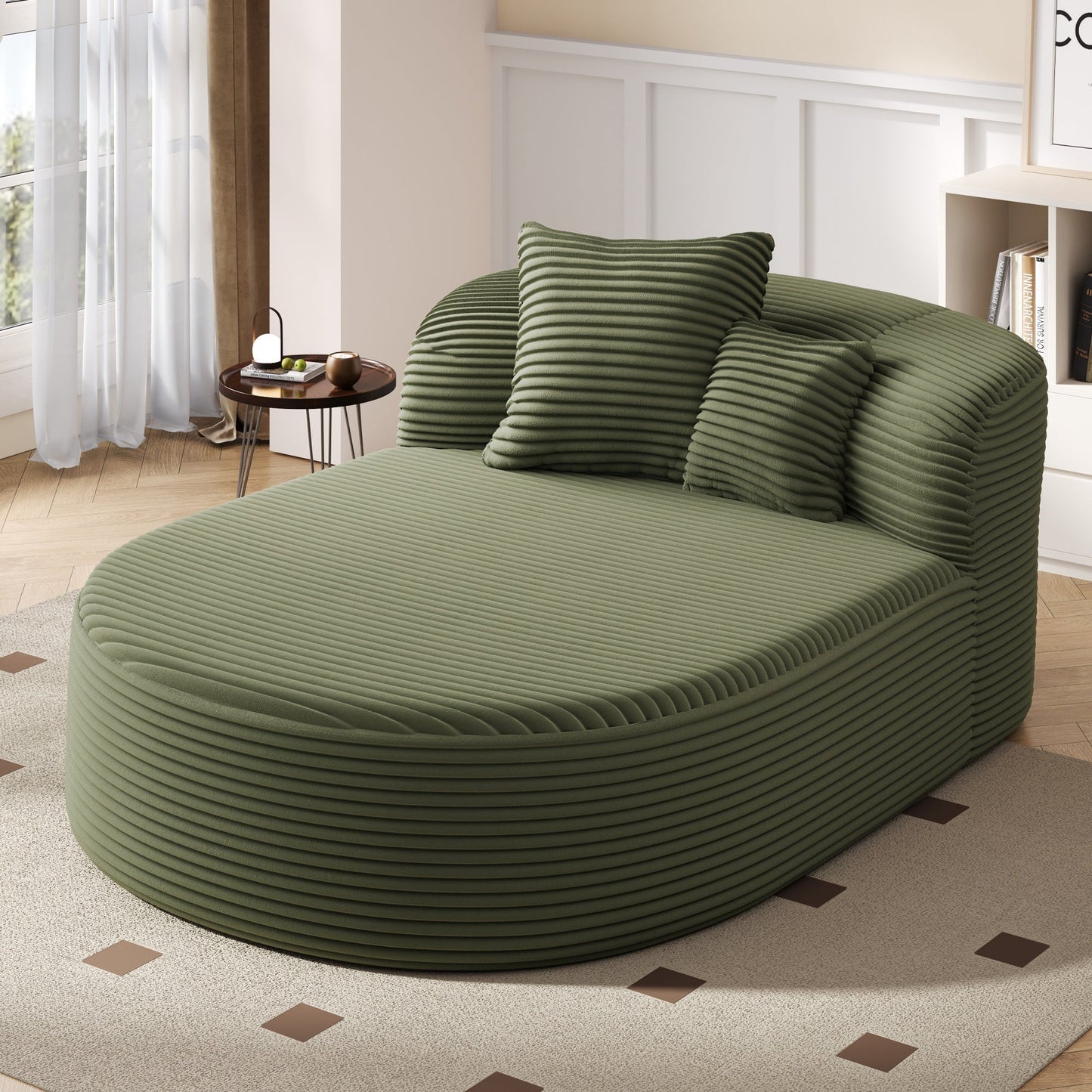 Modern Chaise Lounge Sofa Boneless Couch 51.6" Sofa Bed