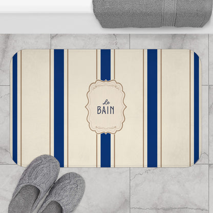 Le Bain Classic Striped Bath Mat, SEA BLUE,  French Bathroom Decor