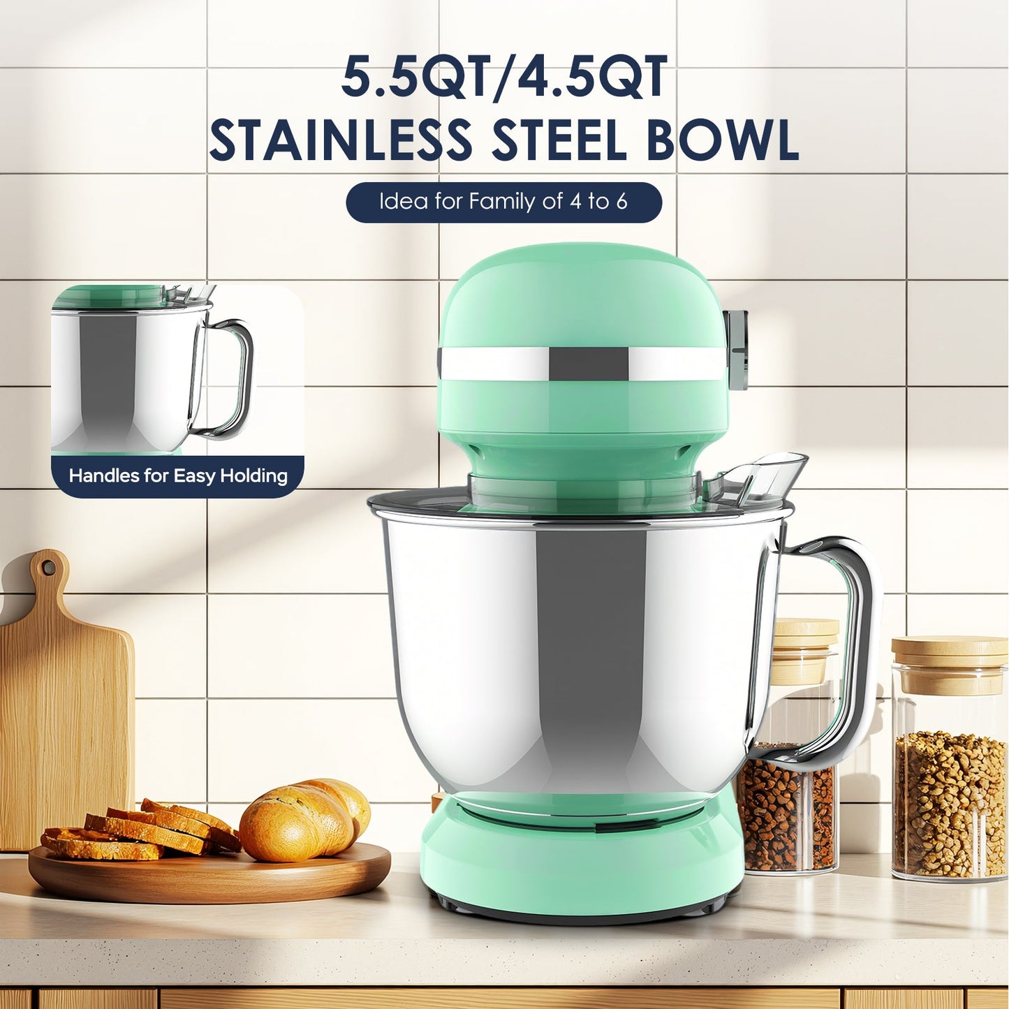 5.5QT/4.5QT Dual Bowls Electric Stand Mixer