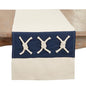 Fennco Styles Rope Knots Appliqué Cotton Table Runner 16" W x 72" L – Navy Blue Nautical Inspired Table Cover for Home, Dining Room, Banquets, Holidays and Special Events