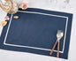 Fennco Styles Pleated Design Navy Blue Placemats 13" W X 19" L, Set of 4 - Classic Border Table Mats for Everyday Use, Dining Room Décor, Family Gatherings and Special Occasions
