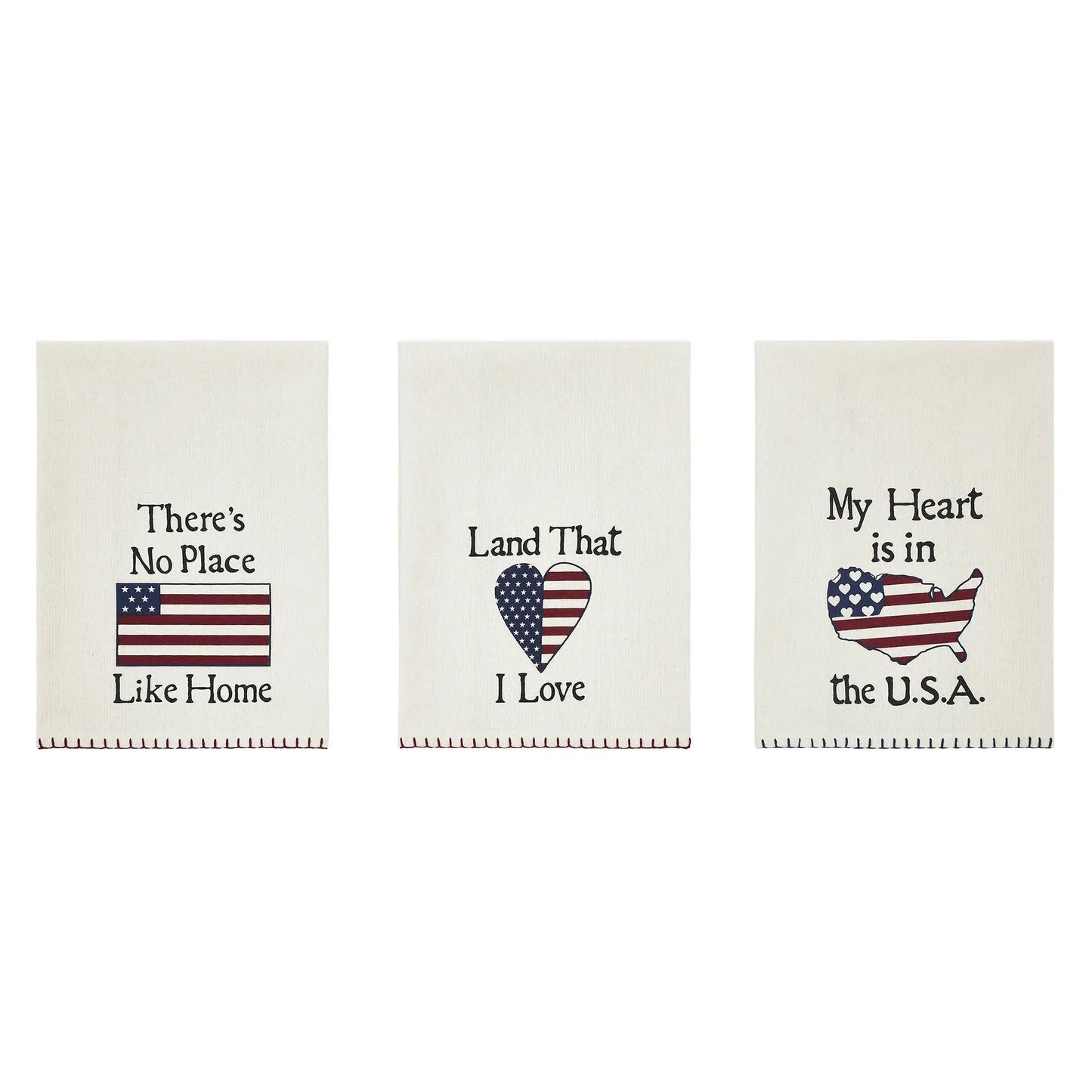 Patriotic Cotton Tea Towel Set of 3, 16x28