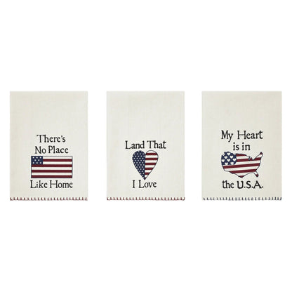 Patriotic Cotton Tea Towel Set of 3, 16x28