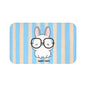 Cute Bunny "Smarty Pants" Bath Mat — Blue Striped Bathroom Rug for Kids & Nursery