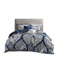 7 Piece Cotton Printed Comforter Set - Indigo Cal King