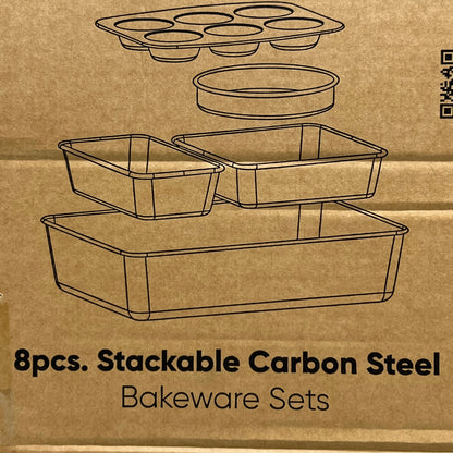 NUTRICHEF 8-Piece Nonstick Stackable Bakeware Set Sz 11" W x 16" L NCBKSTK9