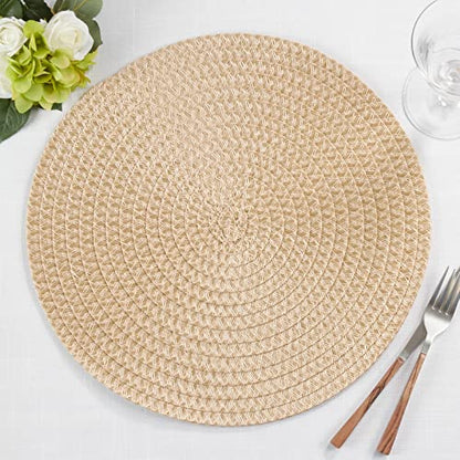 Fennco Styles Modern Everyday Textured Placemats 15 Inches Round, Set of 4 – Black Woven Table Mats for Home, Dining Room Décor, Banquets, Indoor & Outdoor and Special Events
