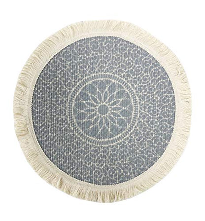 Fennco Styles Unique Dream Catcher Fringe Cotton Placemats 14-inch Round, Set of 4 - Boho Decorative Table Mats for Home Decor, Dining Table, Banquets and Special Events
