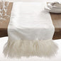 Fennco Styles Genuine Mongolian Lamb Fur Table Runner 16" W x 72" L – Black Plush Table Cover for Dining Room, Banquets, Family Gatherings, Holidays, Special Events and Home Décor