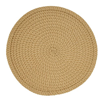Fennco Styles Modern Everyday Textured Placemats 15 Inches Round, Set of 4 – Black Woven Table Mats for Home, Dining Room Décor, Banquets, Indoor & Outdoor and Special Events