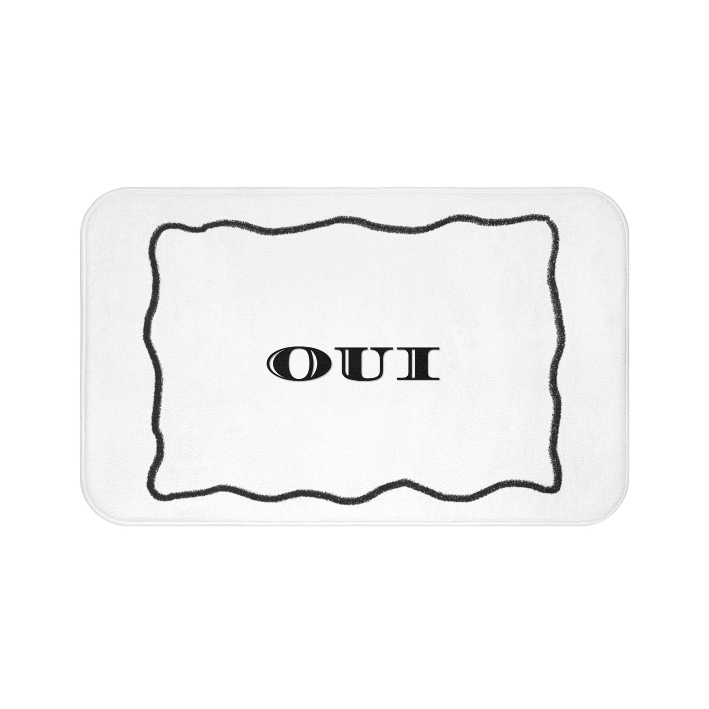 OUI Black & White Bath Mat — Feminine French Bathroom Rug