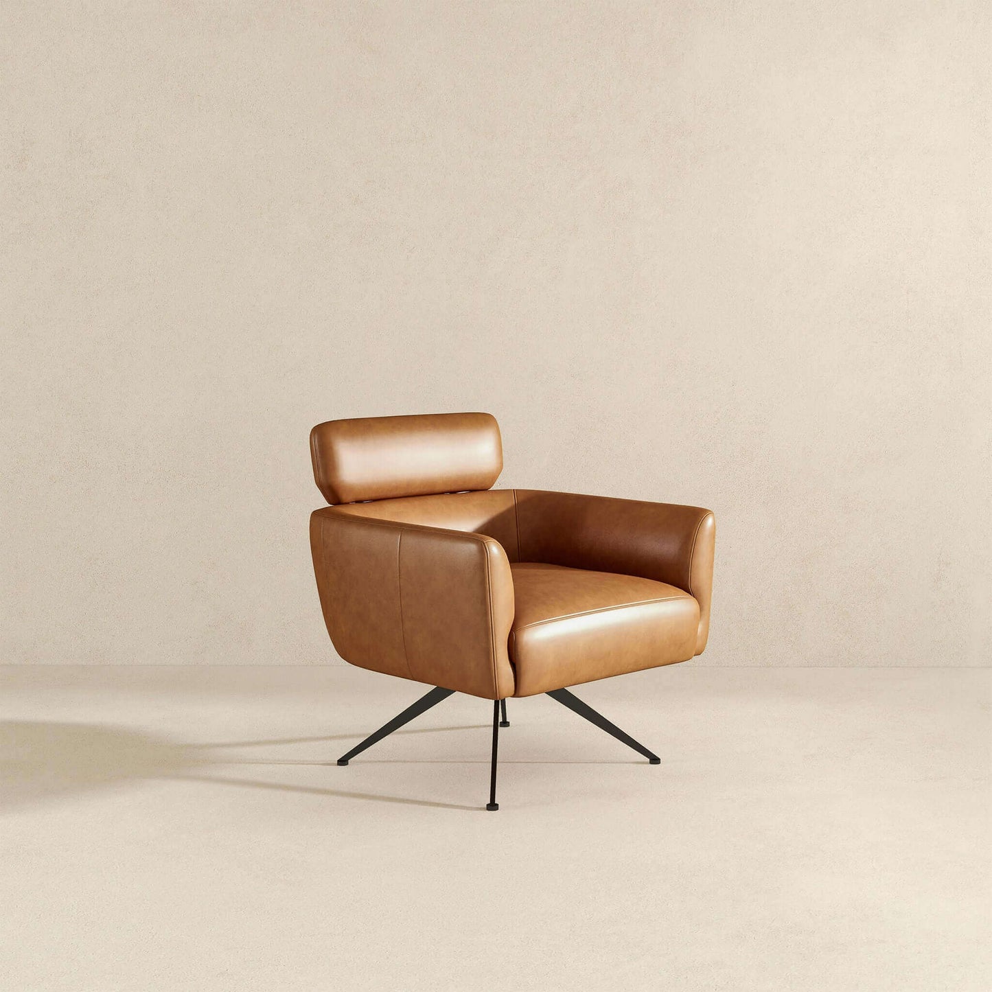 Camila Mid-Century Modern Leather Lounge Chair