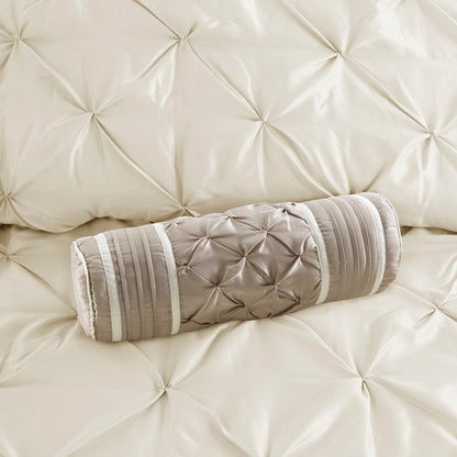 7 Piece Tufted Comforter Set Ivory Queen