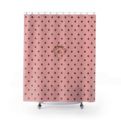 Polka Dot 'Le Bain' Shower Curtain – Pink & Brown Bathroom Decor