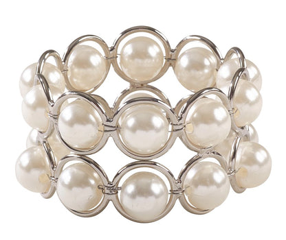 Fennco Styles Faux Pearl Beaded Decorative Napkin Ring - Set of 4