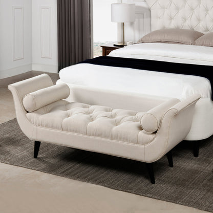 Alma Tufted Flared Arm Entryway Bench in Sky Neutral