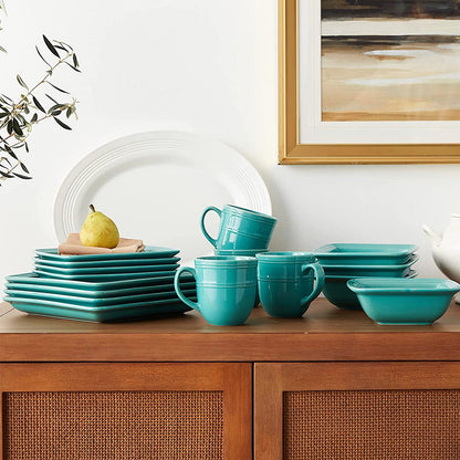Madelyn Turquoise Square 16-Piece Dinner Set