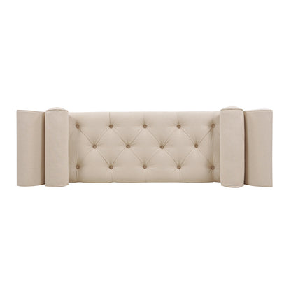 Alma Tufted Flared Arm Entryway Bench in Sky Neutral