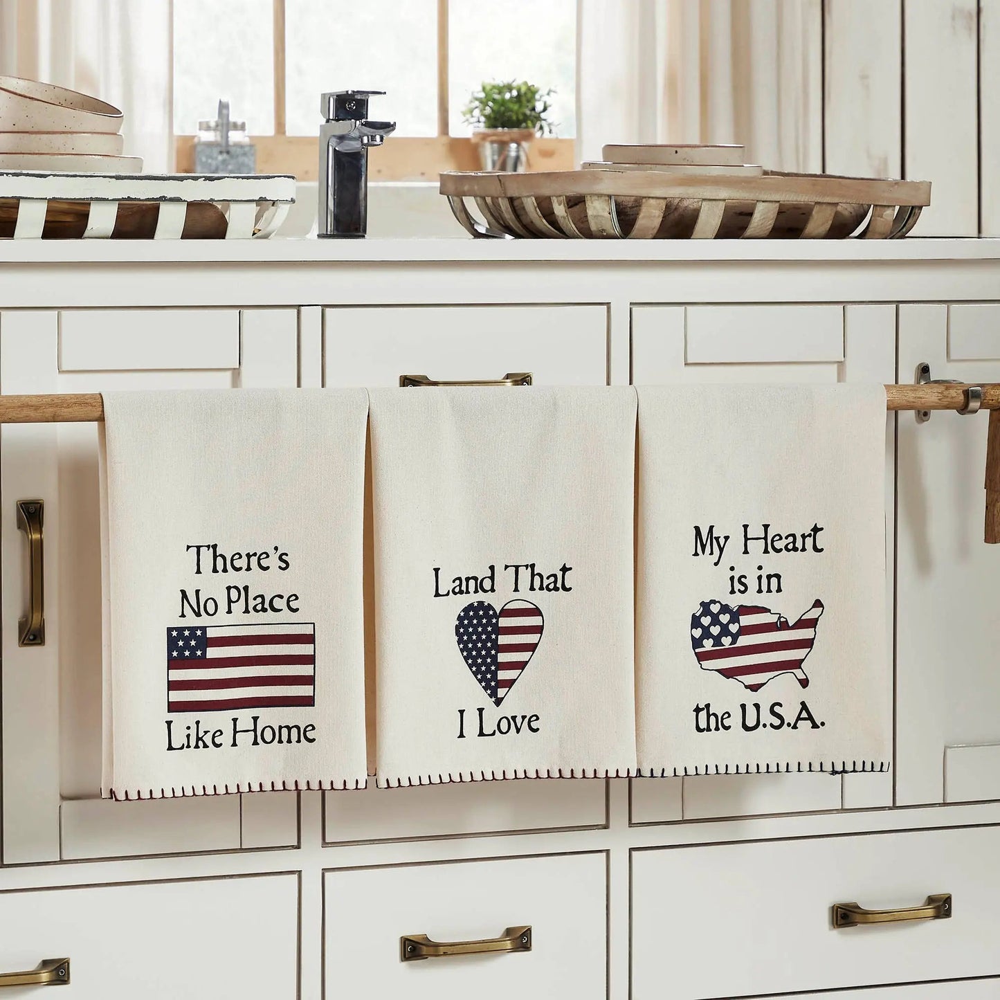 Patriotic Cotton Tea Towel Set of 3, 16x28