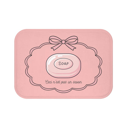 René Magritte 'Ceci n'est pas un savon' Bath Mat, Light PINK  | Art inspired Decor