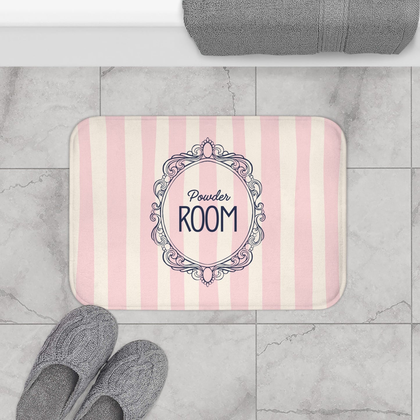 Powder Room Pink Striped Bath Mat | Girly Decor