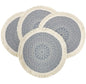 Fennco Styles Unique Dream Catcher Fringe Cotton Placemats 14-inch Round, Set of 4 - Boho Decorative Table Mats for Home Decor, Dining Table, Banquets and Special Events