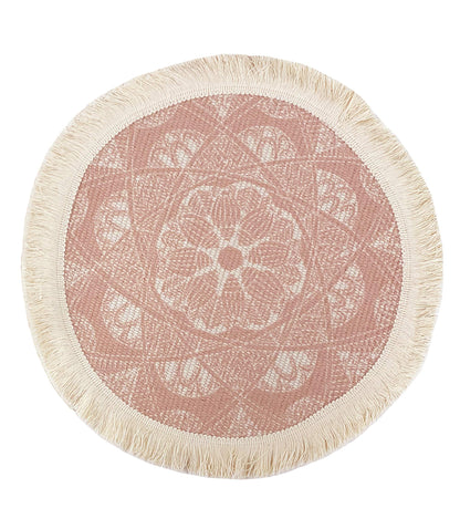Fennco Styles Unique Dream Catcher Fringe Cotton Placemats 14-inch Round, Set of 4 - Boho Decorative Table Mats for Home Decor, Dining Table, Banquets and Special Events