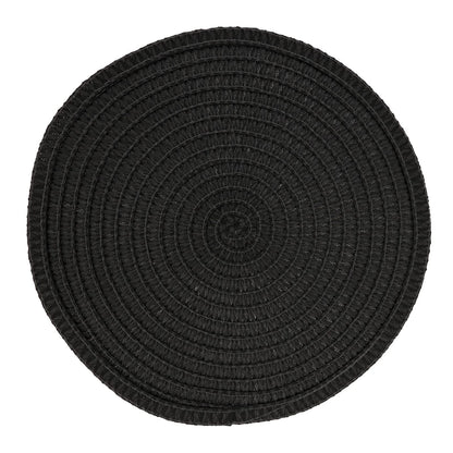 Fennco Styles Modern Everyday Textured Placemats 15 Inches Round, Set of 4 – Black Woven Table Mats for Home, Dining Room Décor, Banquets, Indoor & Outdoor and Special Events