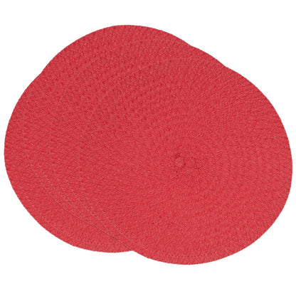 Fennco Styles Modern Everyday Textured Placemats 15 Inches Round, Set of 4 – Black Woven Table Mats for Home, Dining Room Décor, Banquets, Indoor & Outdoor and Special Events