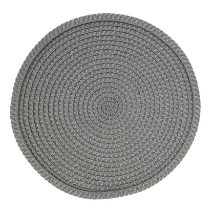 Fennco Styles Modern Everyday Textured Placemats 15 Inches Round, Set of 4 – Black Woven Table Mats for Home, Dining Room Décor, Banquets, Indoor & Outdoor and Special Events