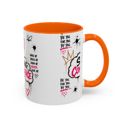 Serving Confidence Coffee Mug — Inspirational Graffiti Design, 'Be You' Motivational Drinkware (11/15oz)