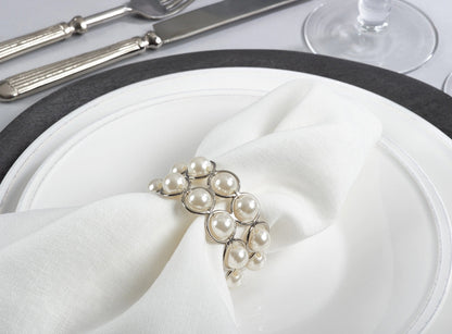 Fennco Styles Faux Pearl Beaded Decorative Napkin Ring - Set of 4