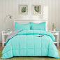 Twin/Twin XL Traditional Microfiber Reversible 3 Piece Comforter Set in Blue/Grey