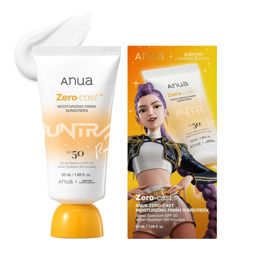Anua, Zero-Cast Moisturizing Sunscreen SPF 50, Glow Natural Sunscreen for Face, No White Cast, Hyaluronic Acid, Niacinamide, Oil-Free, Korean Skincare, 1.69 Fl Oz