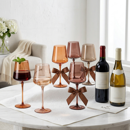 Venus Wine Glasses, Set of 6, Brown Shades 22.3oz Glass Tall