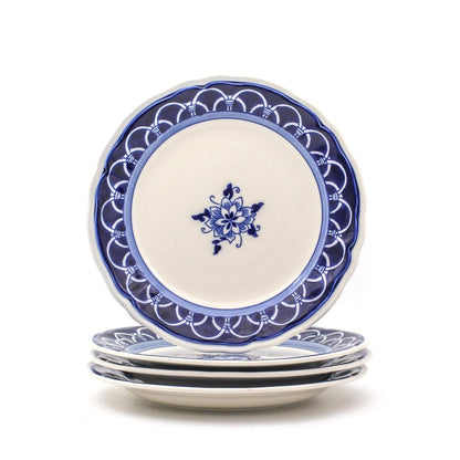 Blue Garden 4 Piece Hand-painted Dinner Plates