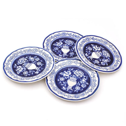 Blue Garden 4 Piece Hand-painted Salad Plates