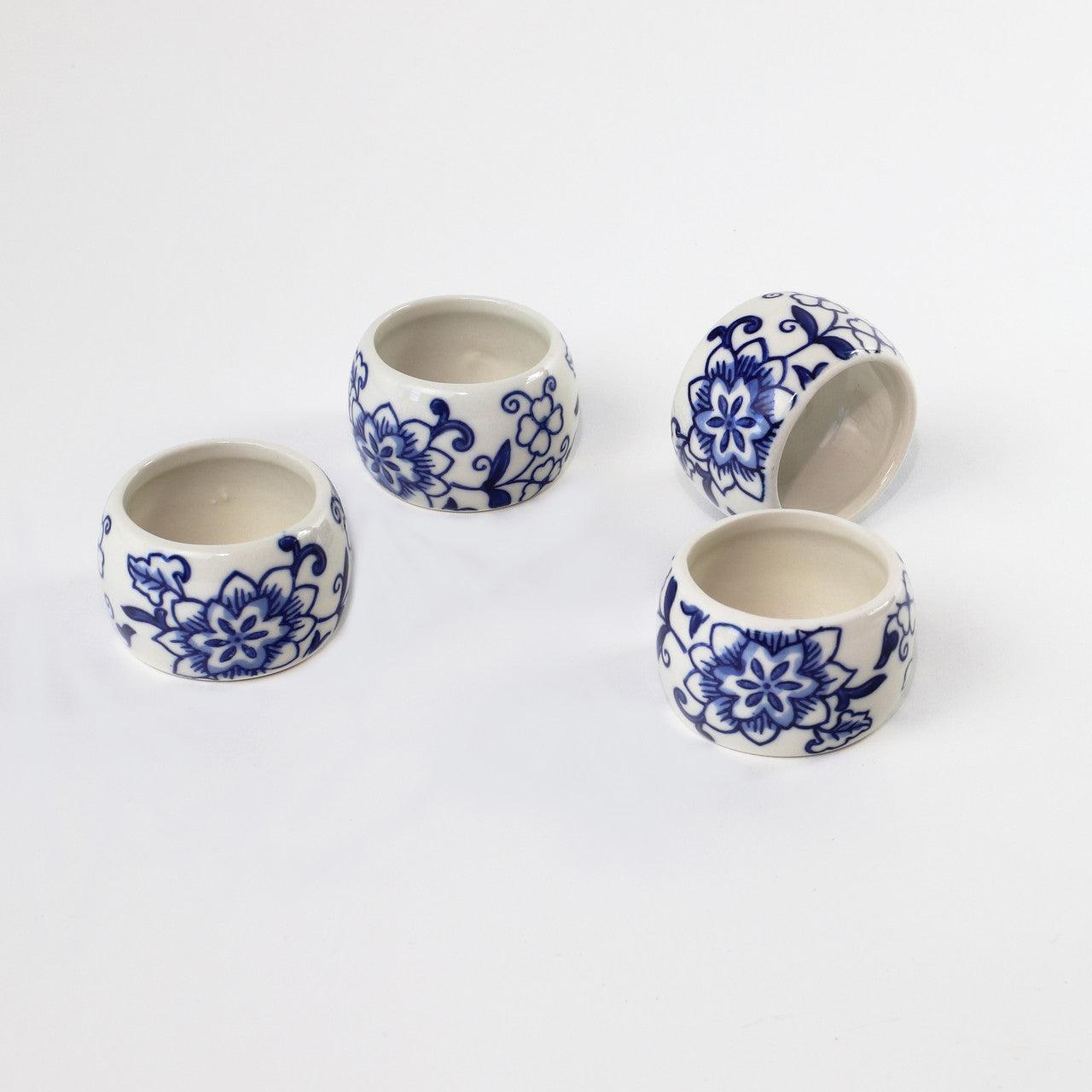 Blue Garden Napkin Rings (Set of 4)