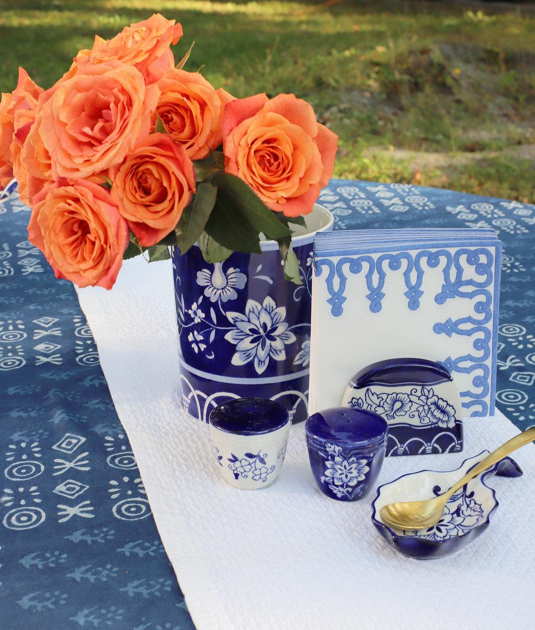 Blue Garden Butter Dish and Spoon Rest