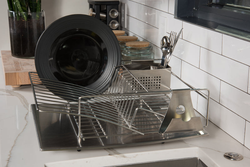 Rohan Stainless Steel Dish Rack Drainer with Cutlery Holder