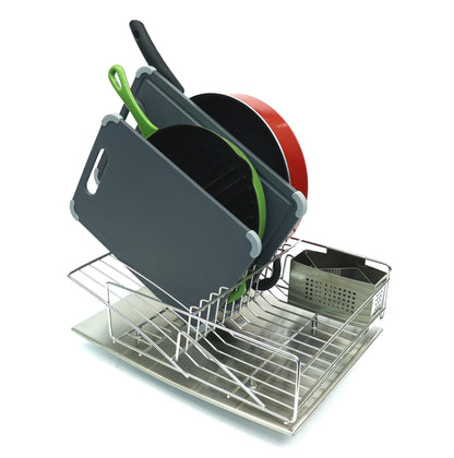 Rohan Stainless Steel Dish Rack Drainer with Cutlery Holder