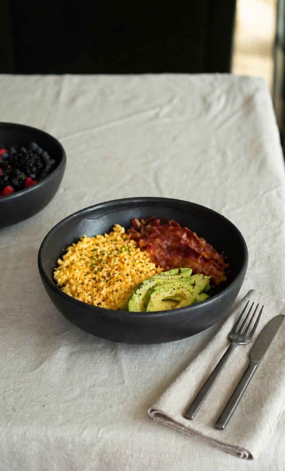 Black Matte Stoneware Pasta Bowl