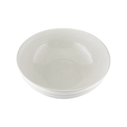 Lines White Stoneware Salad Bowl