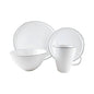 Abbesses Grey Rim Porcelain 4 Piece Dinnerware Set, Service For 1