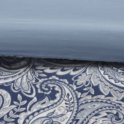 California King 12-piece Reversible Microfiber Comforter Set Navy Blue White