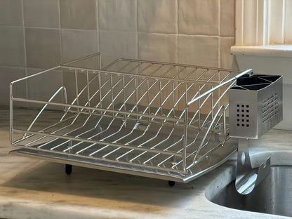 Rohan Stainless Steel Dish Rack Drainer with Cutlery Holder