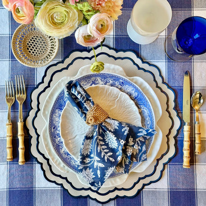 SCARLET WHITE & NAVY BLUE FAUX LEATHER PLACEMAT (Set Of 4)