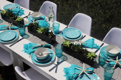 Simpatico 16 Piece Stoneware Dinnerware Set , Turquoise