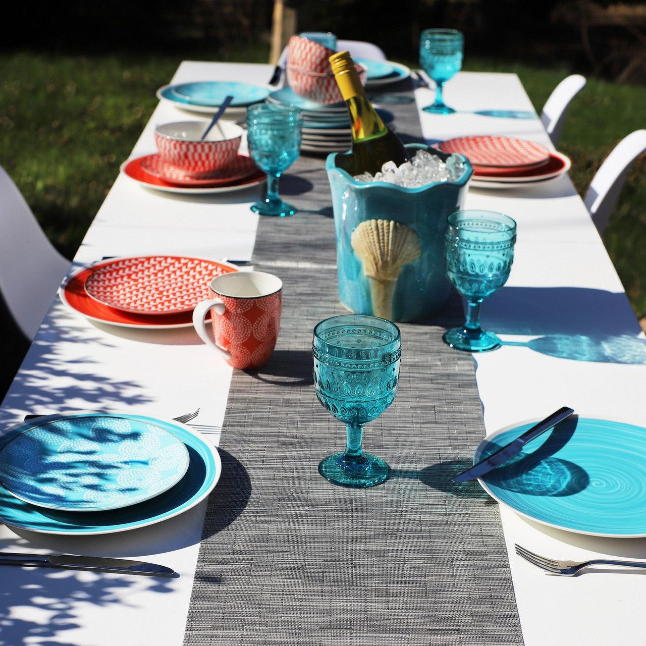 Simpatico 16 Piece Stoneware Dinnerware Set , Turquoise